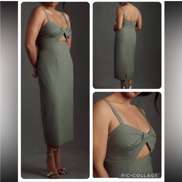 NWT BHLDN ANTHROPOLOGIE Evonna Navy Column Crepe Midi Dress - Picture 3 of 5